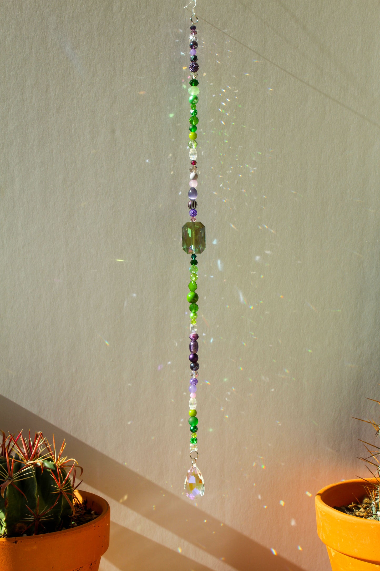 SC12 - Purple and Green Beaded Suncatcher