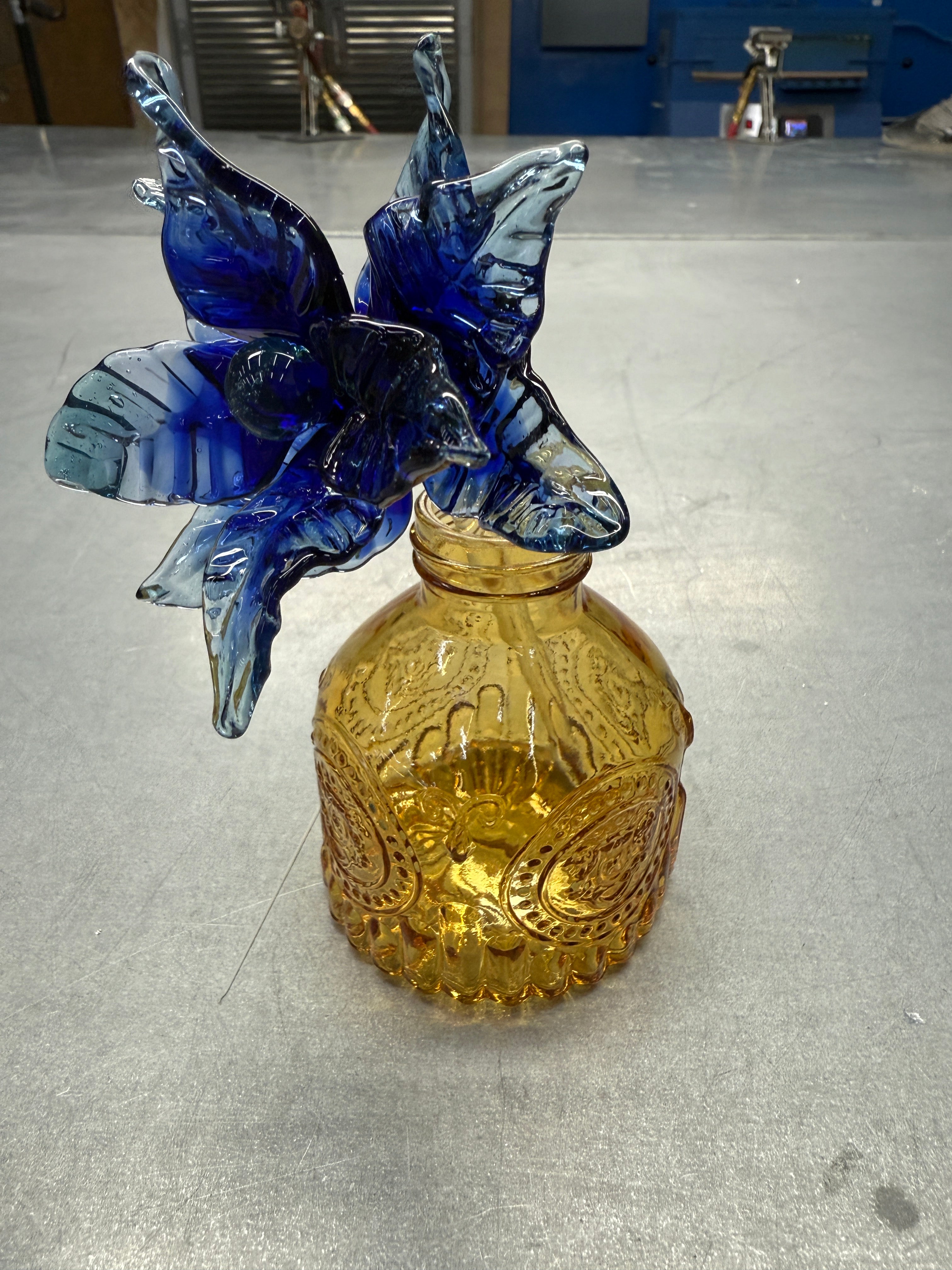 Handmade Blue Glass Flower